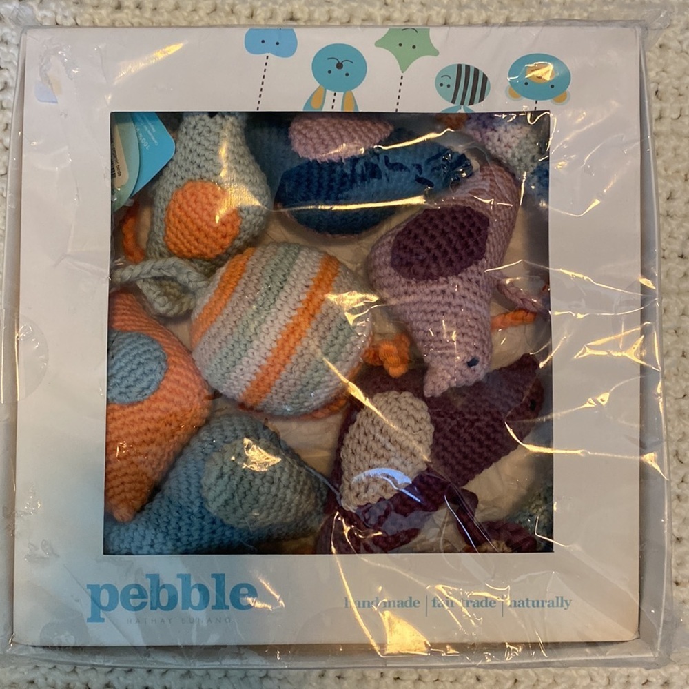 Pebble Child Handmade Fair Trade Colorful Birds Baby Nursey Mobile NEW in Box